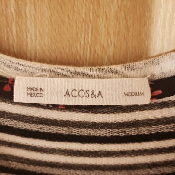 ACOS&A Womens Striped Stretchy Short Sleeve Top Medium - Picture 4 of 5